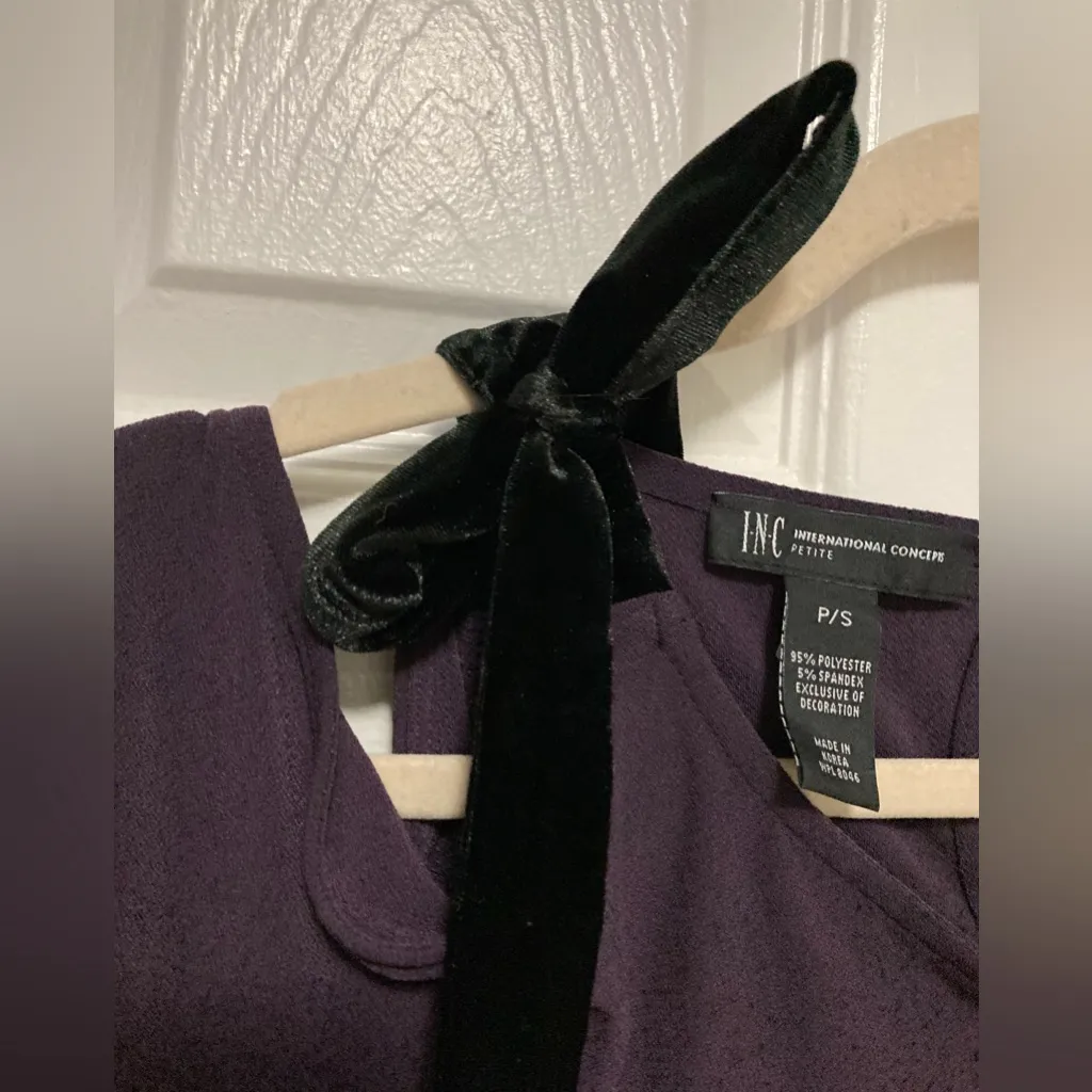 I.N.C International Concept Petite Purple Cold Shoulder Long Sleeve Blouse - Image 4