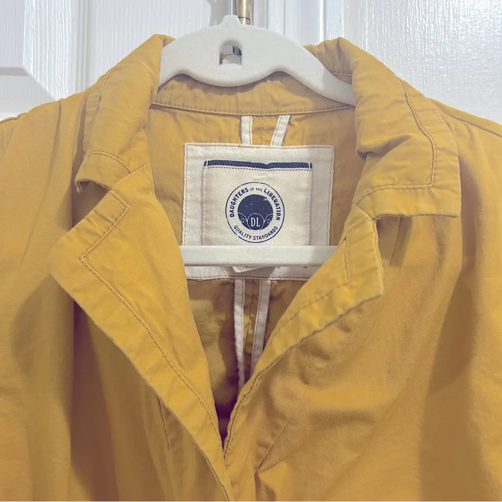 Anthropologie Daughters of The Liberation Mustard Yellow Cropped Jacket Size 6 - Image 5