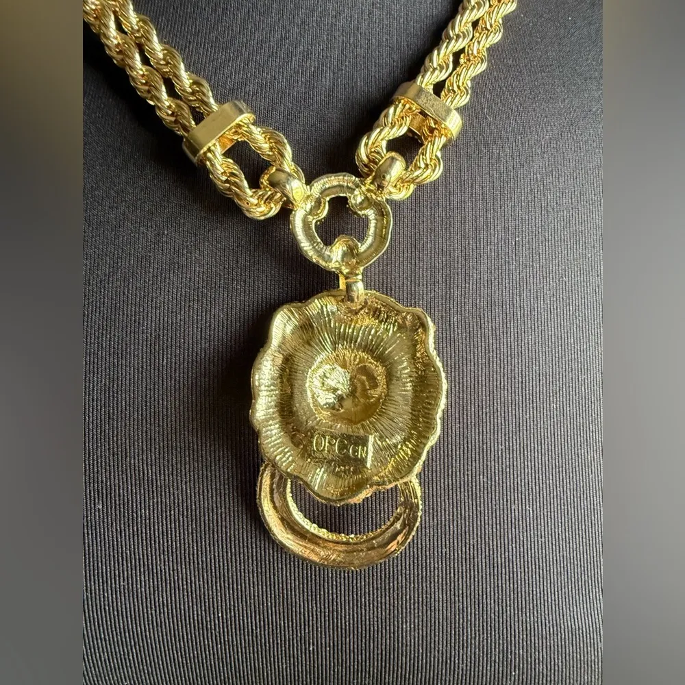 OPC CN double strand gold tone lion head pendant chain necklace, 22” - Image 9