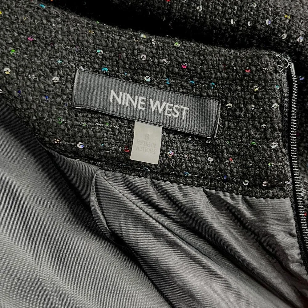Nine West Pencil Skirt La Vie En Rose Black Multi Sequin 8 New - Image 8