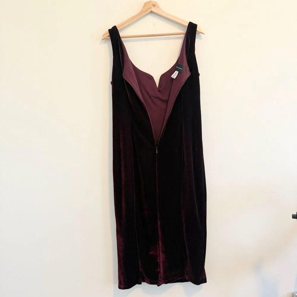 Donna Morgan Maroon Velvet Cocktail Midi DressVampy Whimsigoth Glam Sexy SZ 6 - Image 9