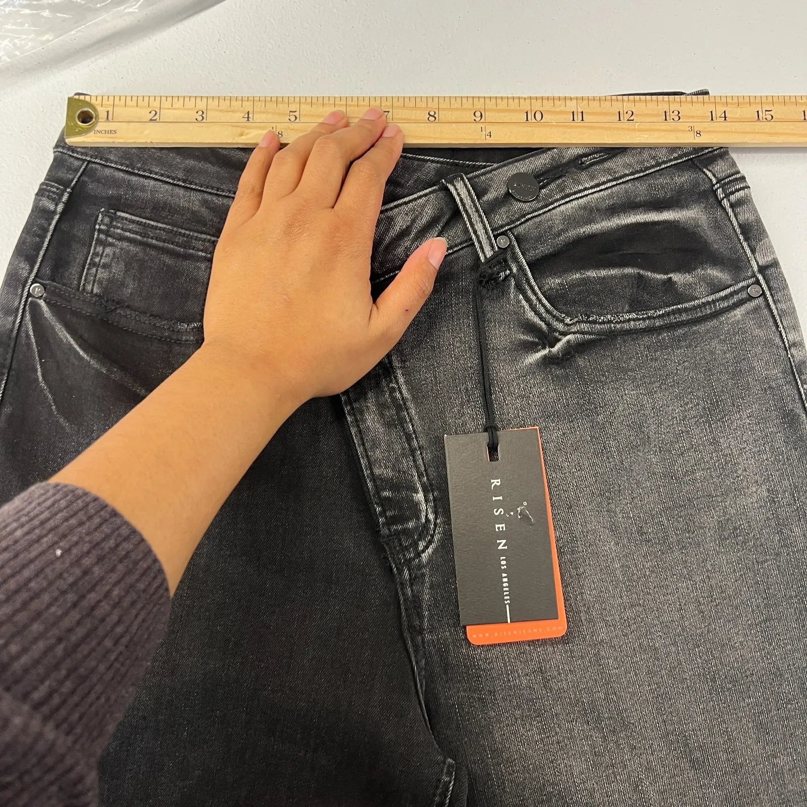 Risen Crossover Two Tone Jeans Womens 9 Black Gray Denim Cotton Straight Leg Size undefined - Image 13