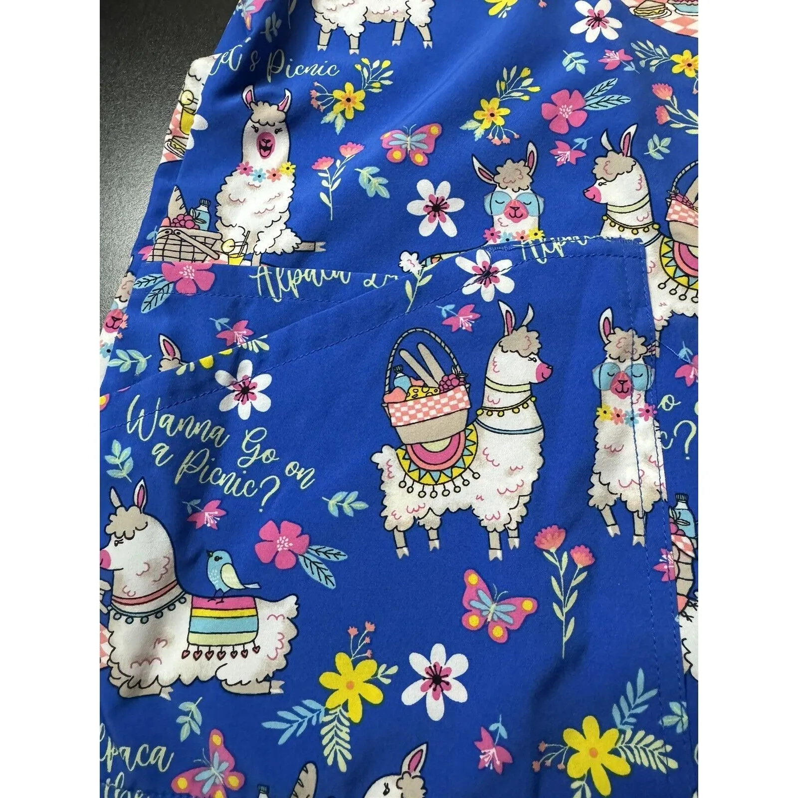 Alpaca Picnic Cherokee Scrubs Prints V Neck Top CK678 APPC Size 2XL Medical Vet - Image 4