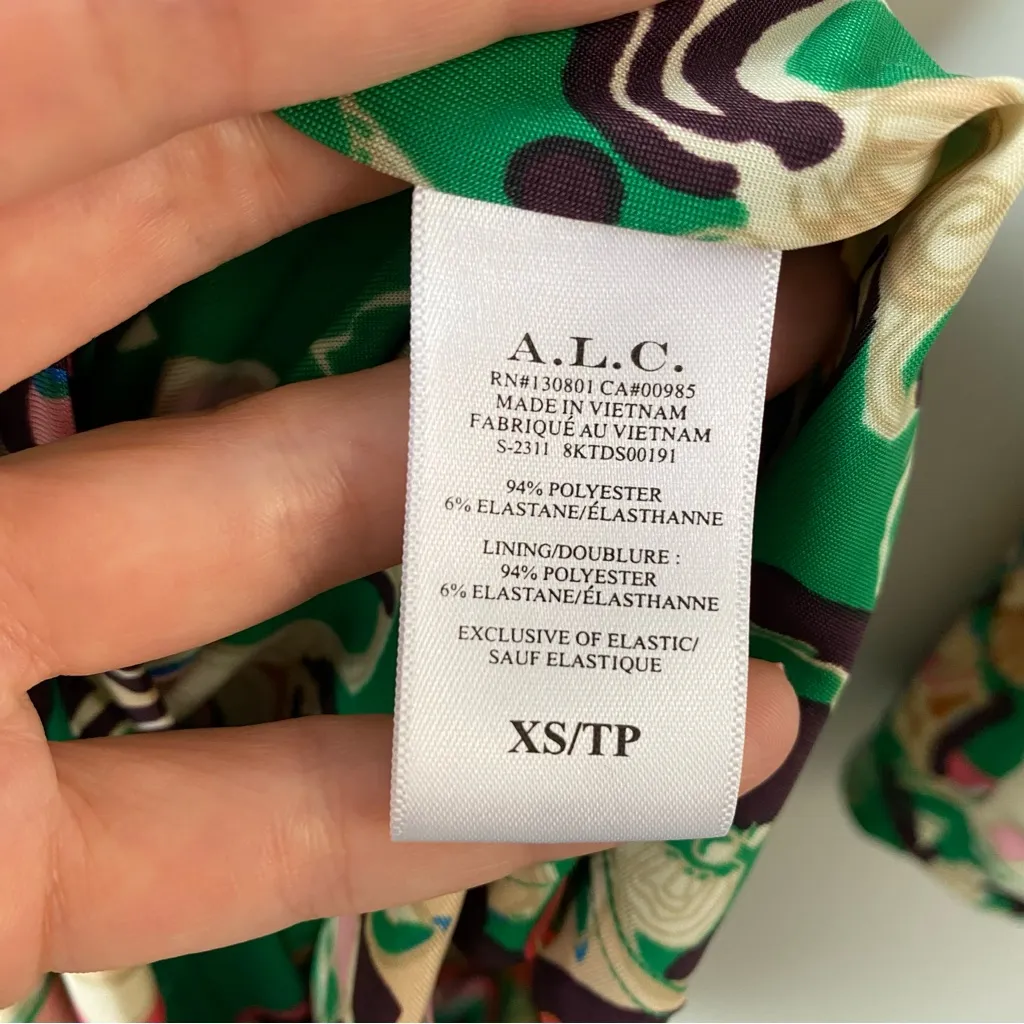 A.L.C. Kiki Ruched‎ Mini Dress Emerald Multi Floral XS - Image 5