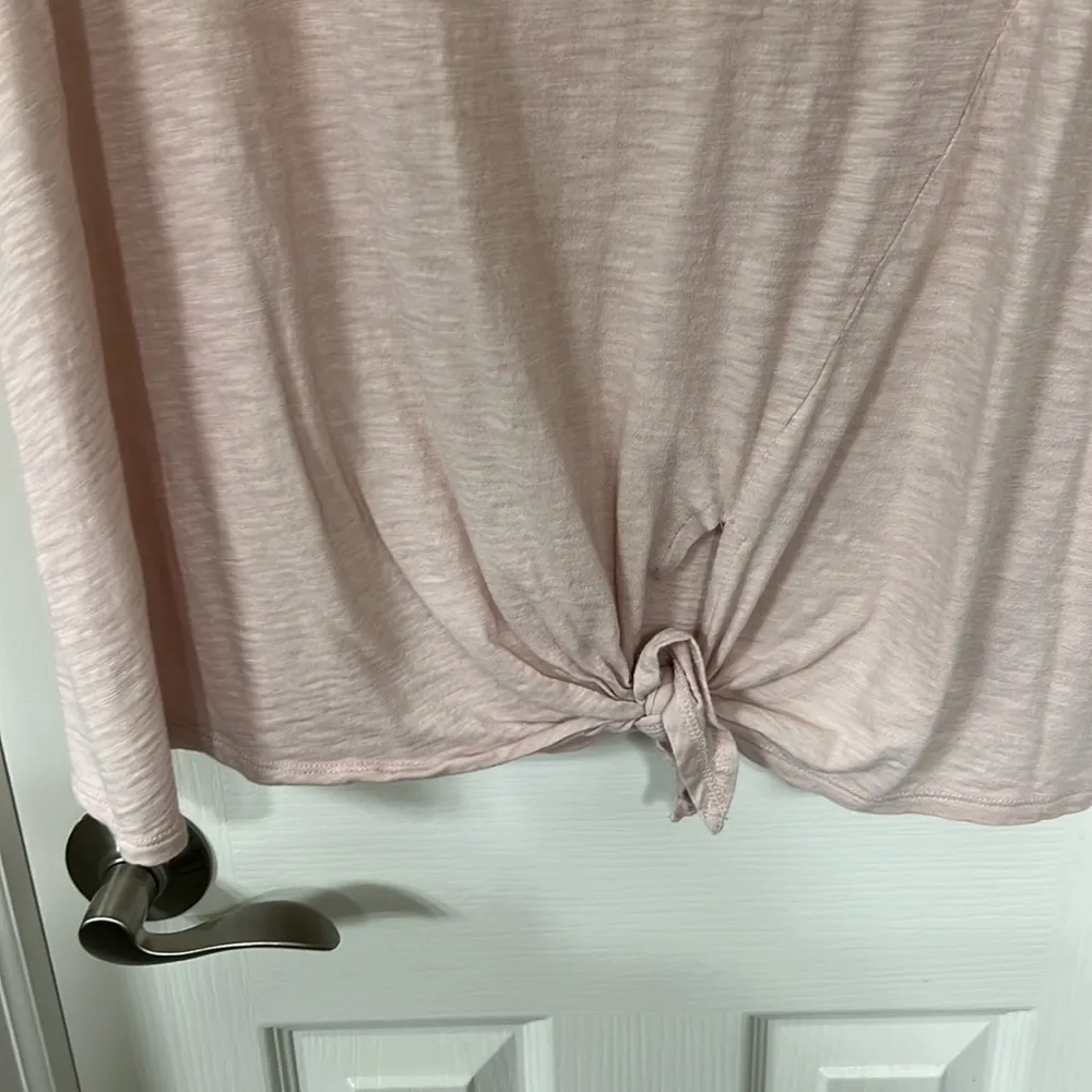 Short Sleeve Tie Waist Cotton Blend Vneck Tshirt Size XL - Image 2