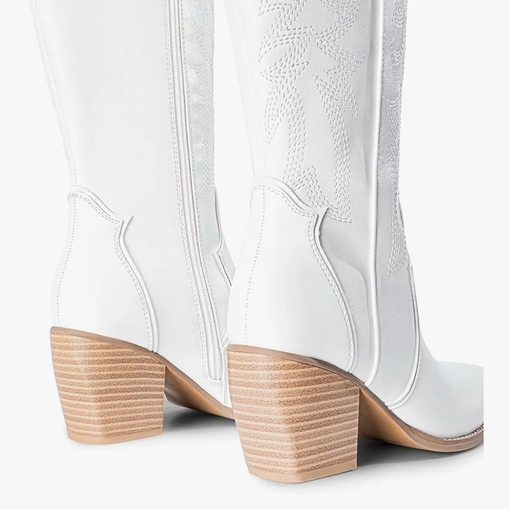 New DREAM PAIRS White Tall Western Cowboy Boots in Size 10 - Image 6