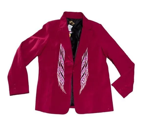 Bob Mackie pink beaded fringe blazer womens medium retro boho eccentric west tay - Image 1