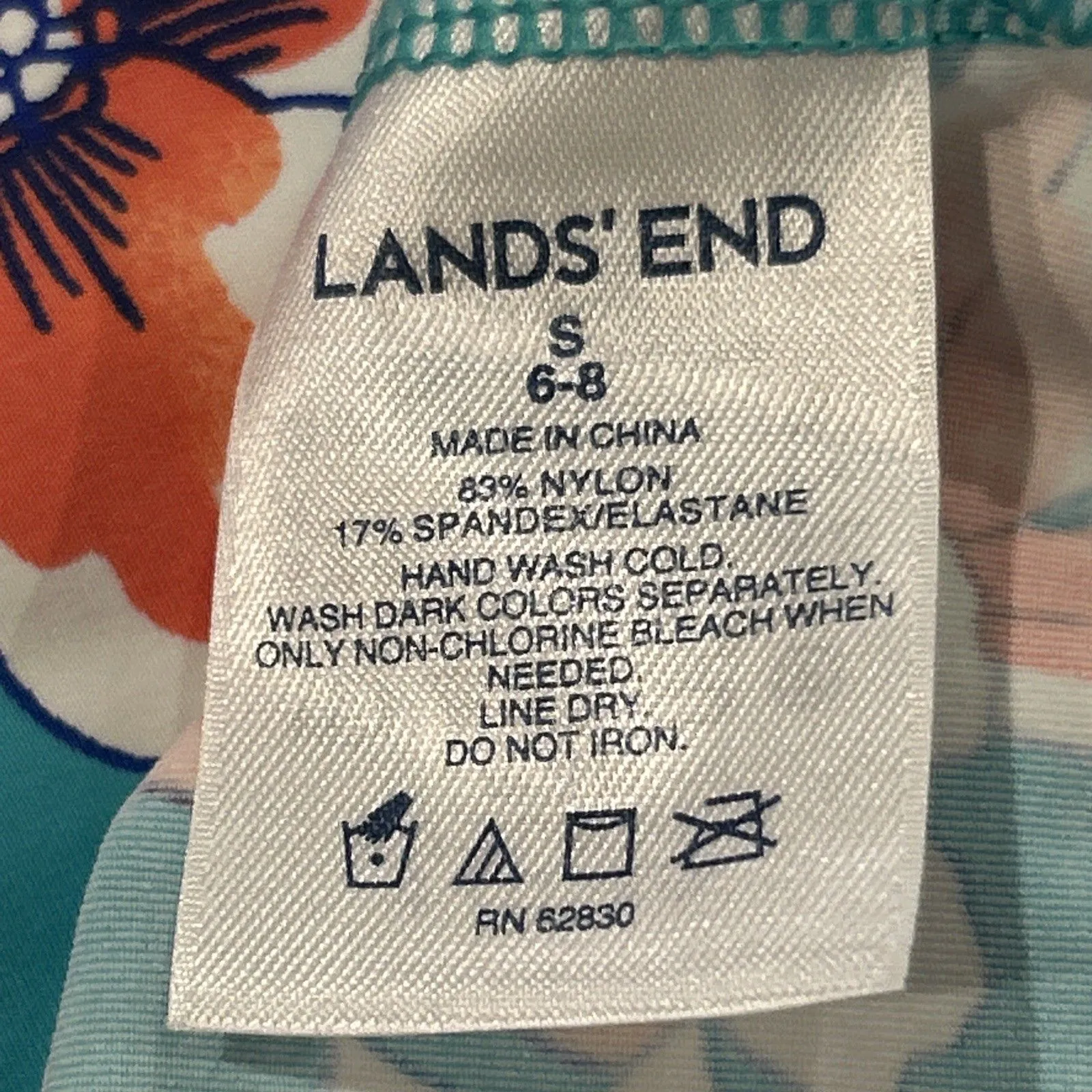 Lands End Dress Womens Small Aqua Blue Orange Floral Hawaiian Cover up Stretch - Image 3