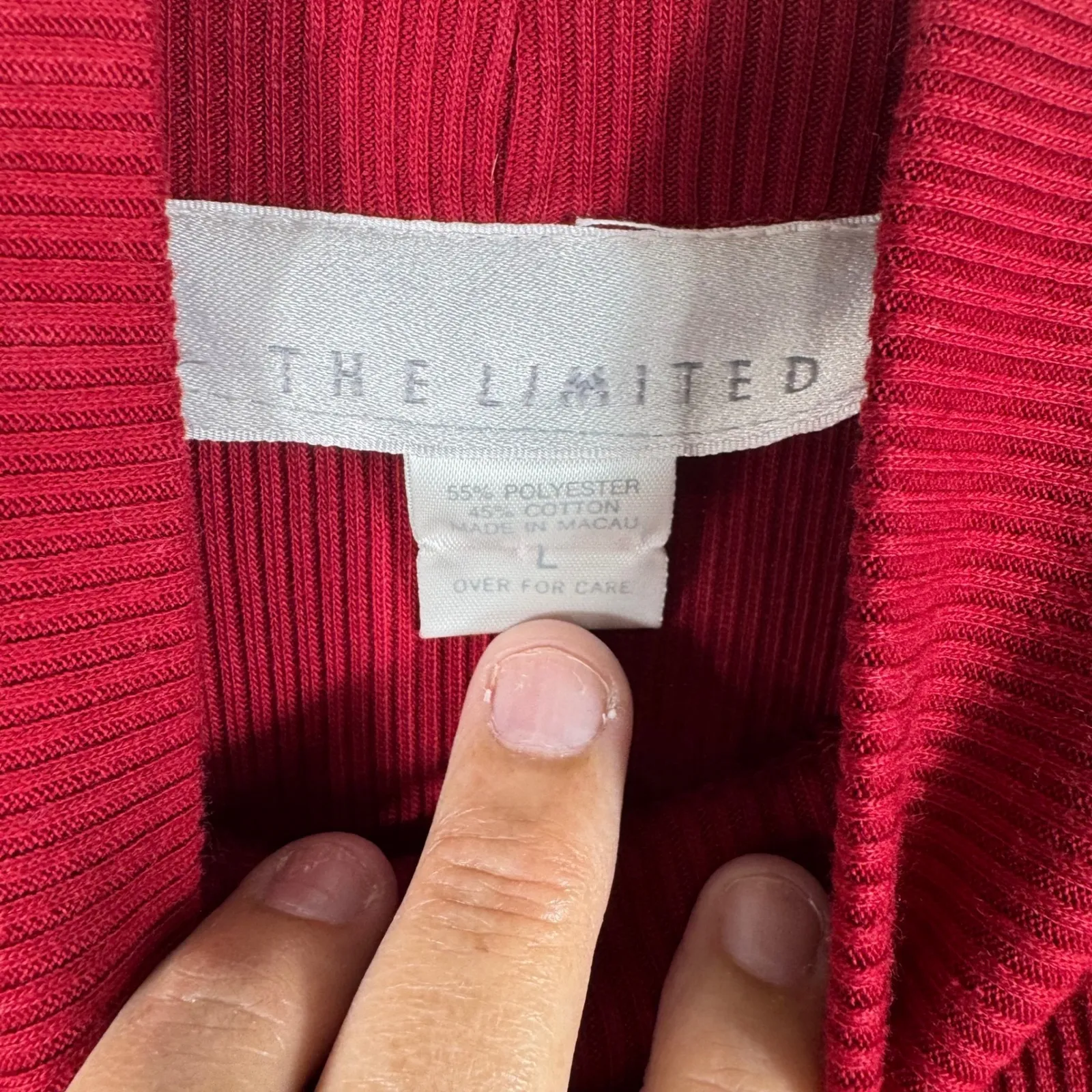 The Limited Womens Red/Maroon Ribbed Mock Neck Long Sleeve Top Sz L - Image 2