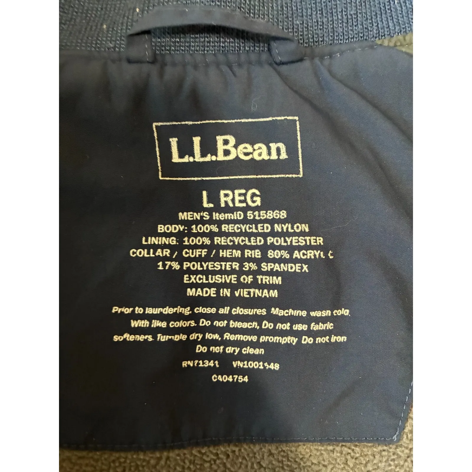 L.L.Bean L.L.‎ Bean Men's Fleece Lined Windbreaker/Bomber Style Jacket Size Large - Image 3