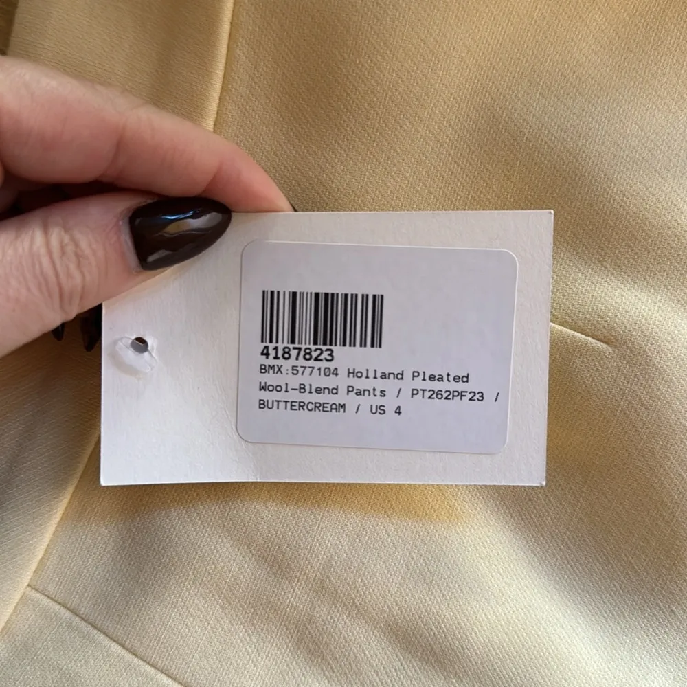 Brandon Maxwell Holland Pleated Wool Blend Pants Yellow Size 4 - Image 5