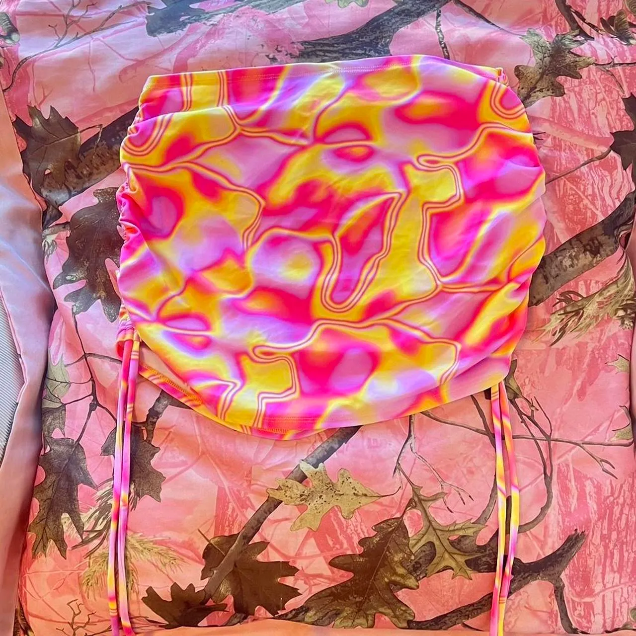 rj swim pink and yellow gradient pattern sarong swim mini skirt - Image 4