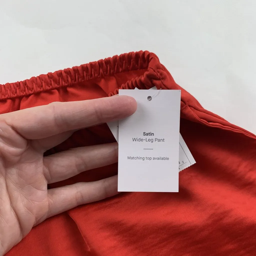 Auden Red Satin Wide Leg Sleepwear Pants L New Size L - Image 5