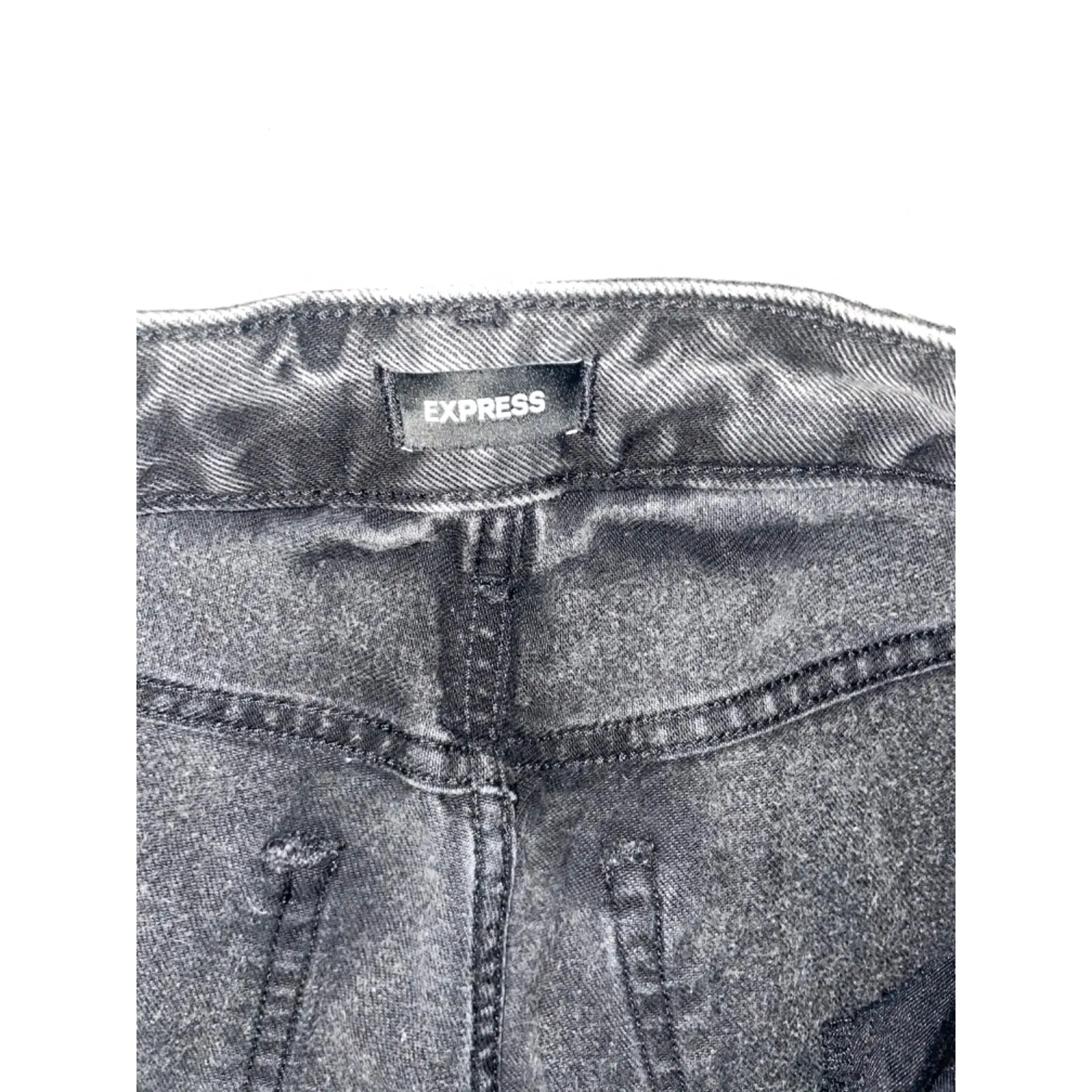 Express Low Rise Boyfriend‎ Jeans Women 4 Distressed Black Denim - Image 8