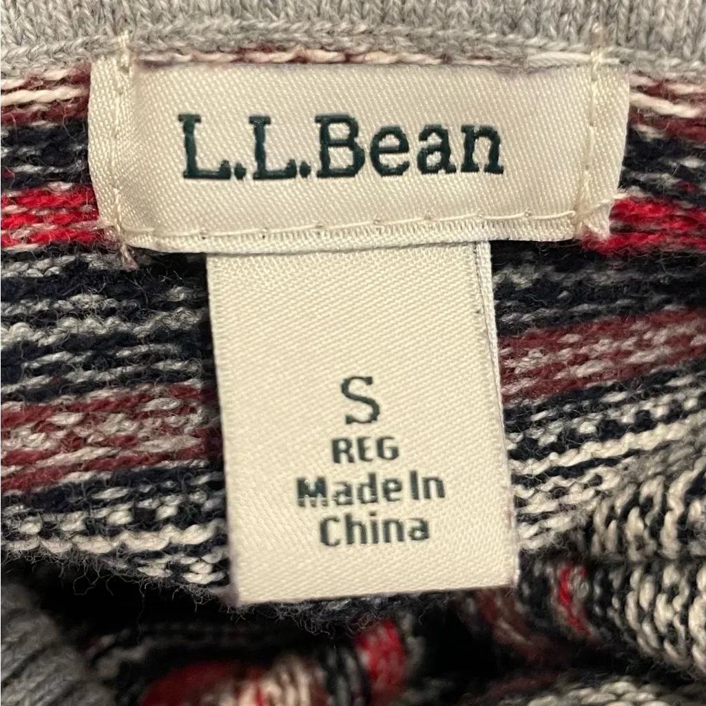 L.L. Bean Vintage Fair Isle Striped Turtleneck Sweater Cashmere Cotton Gray - Image 6
