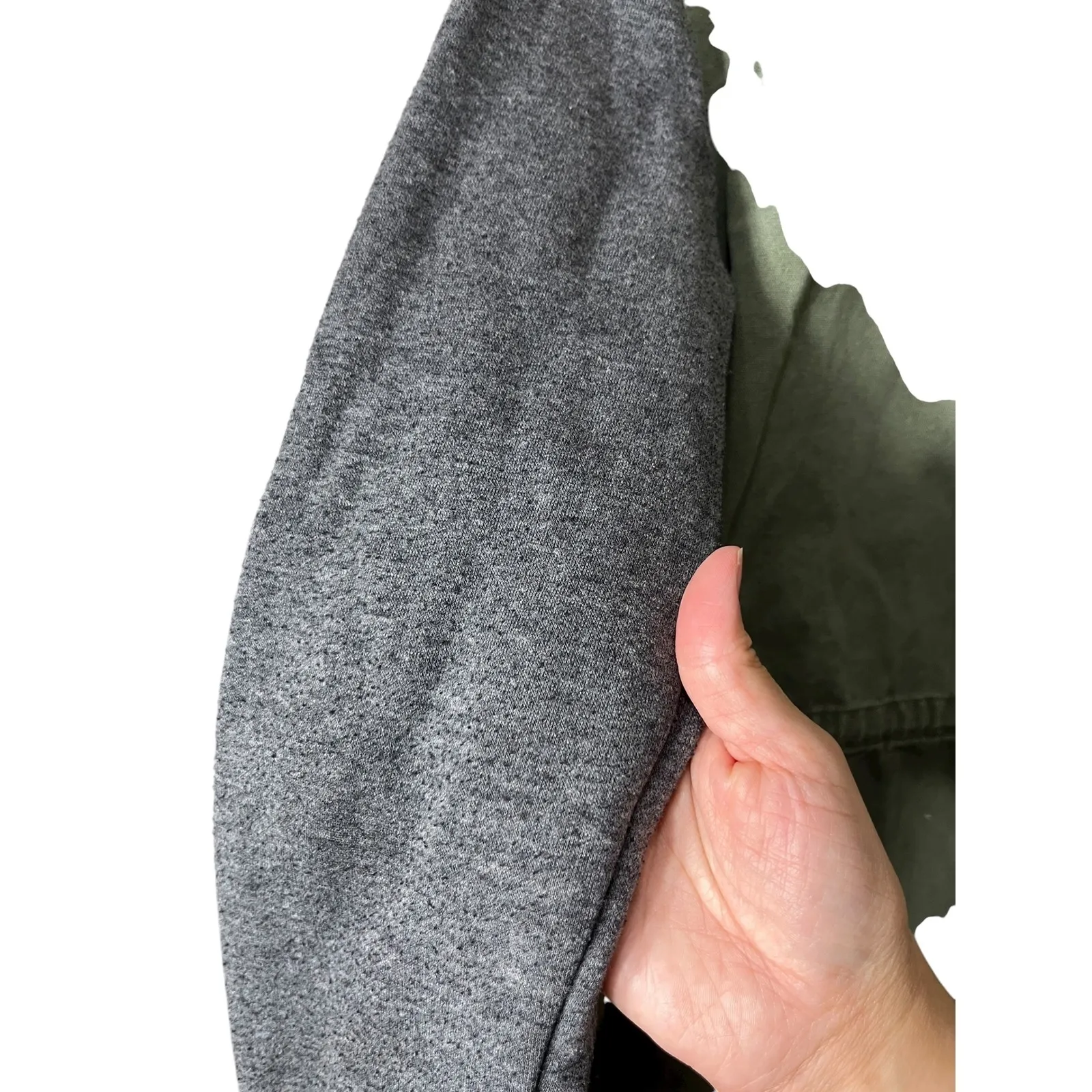 O'Neill‎ Olive Green Military Anorak Jacket Gray Knit Sleeve Small S - Image 9