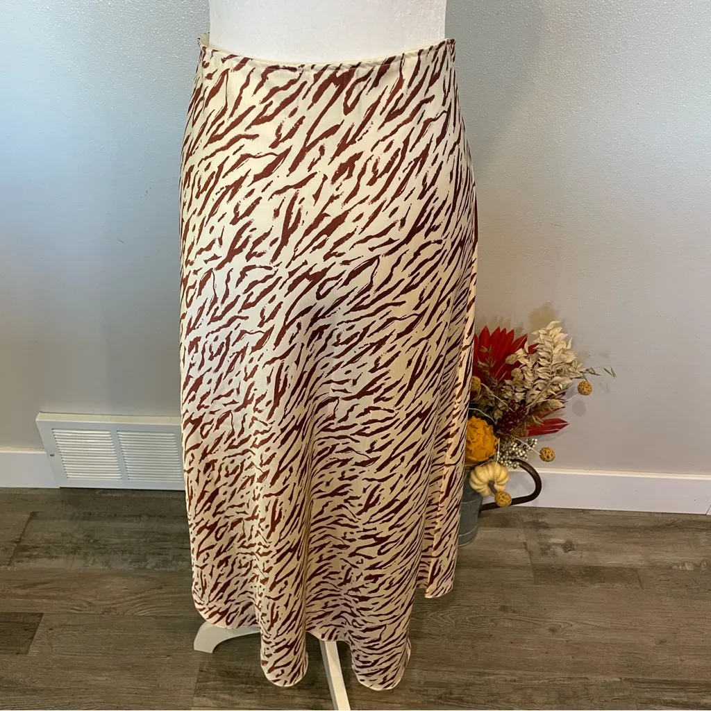 Abercrombie & Fitch Zebra Print Satin Midi Skirt - Image 4
