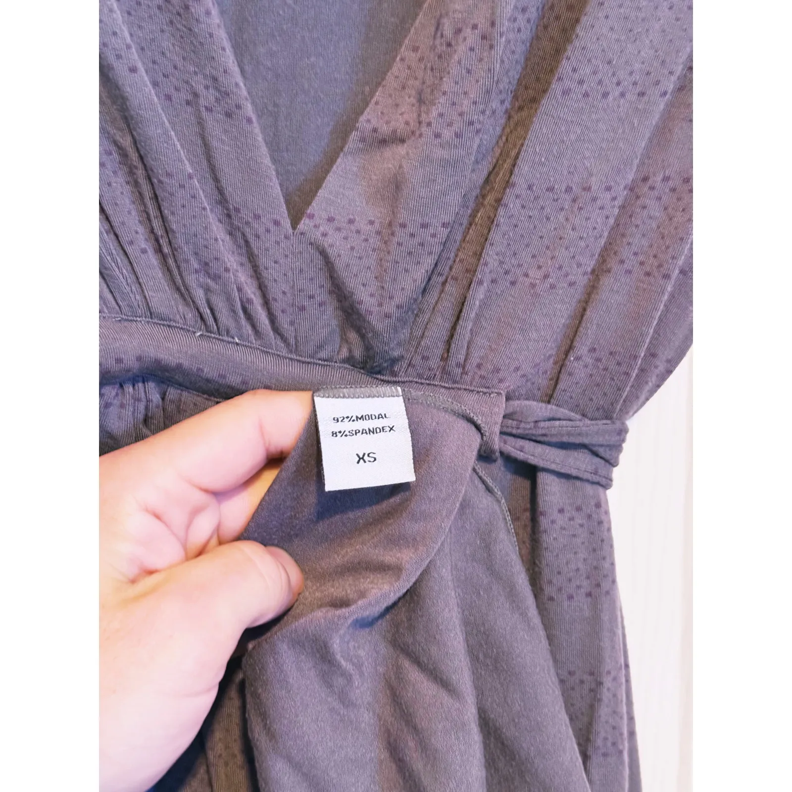 Rachel Pally Quiet Luxury Long Sleeve Midi Caftan Dress XS Gray Print Elegant - Image 8