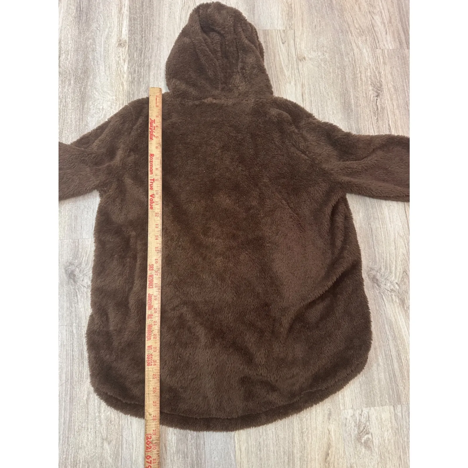 CELLABIE Women's Brown Fuzzy Hooded Cardigan Button Front Size L Size L - Image 5