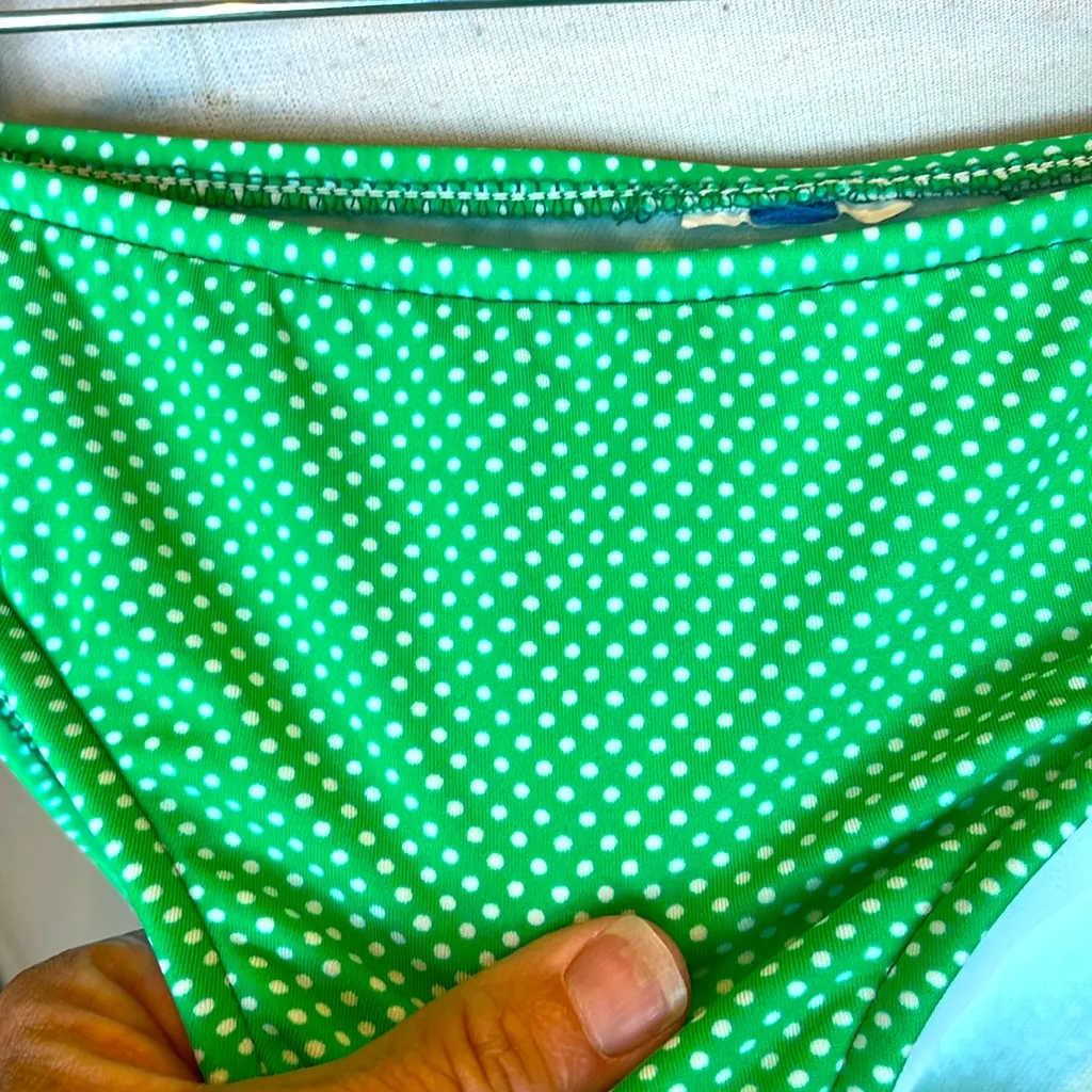 Retro Green Polka Dot Bikini Set Green White Top Bottoms Size undefined - Image 7