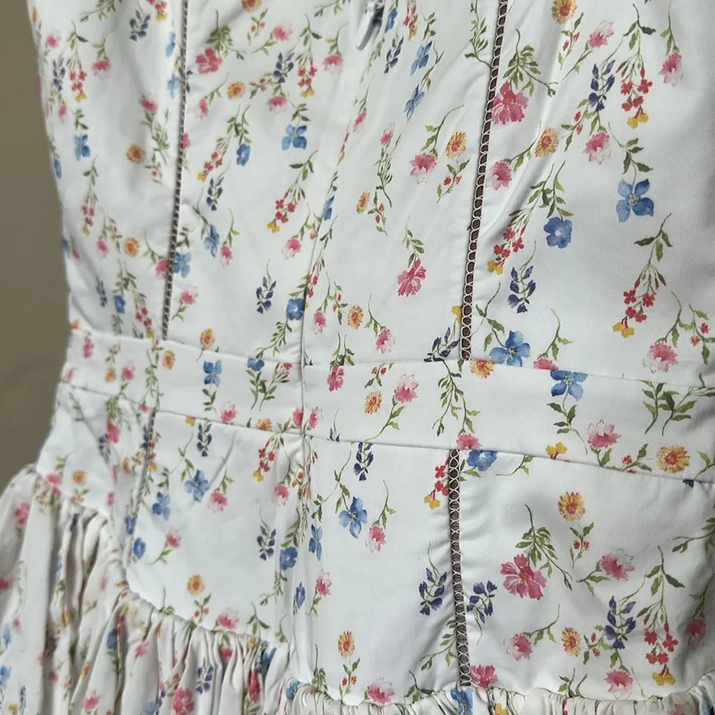 HOUSE OF CB L D-DD Ysabella' White Posy Print Cotton Maxi Sundress NWOT - Image 13