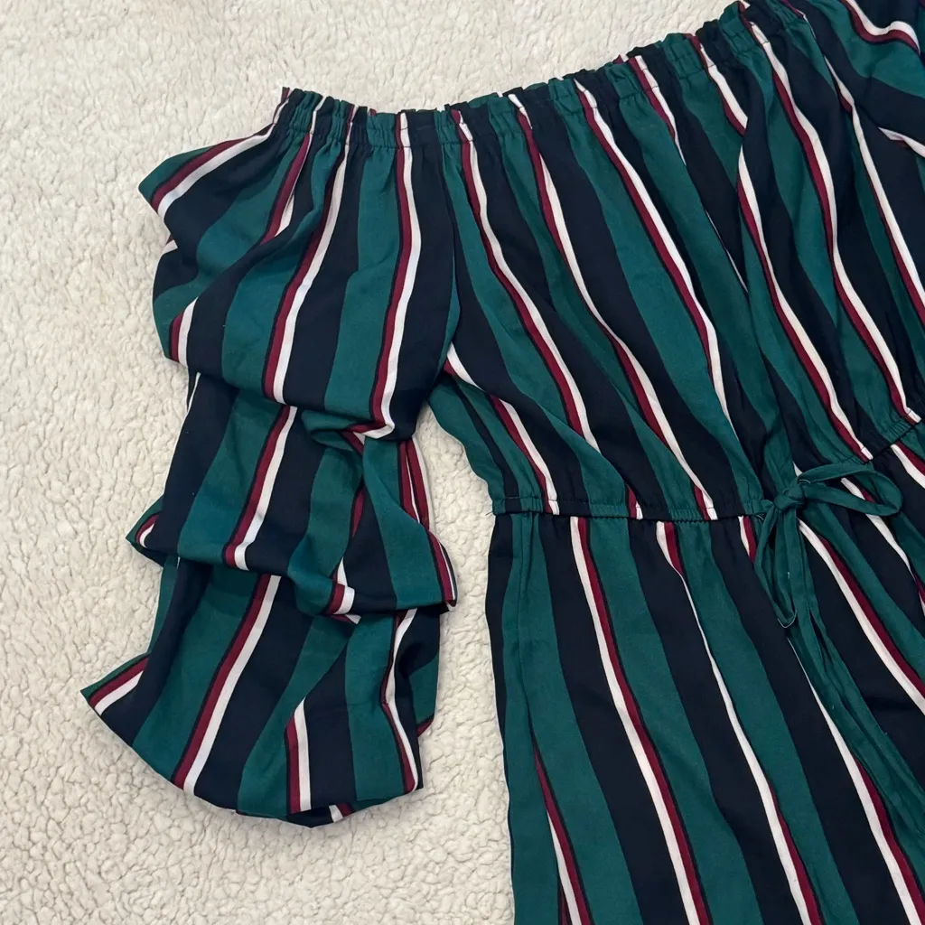 Mint Of Blush Size Small  Women’s Stripe Dress Green/Black - Image 4