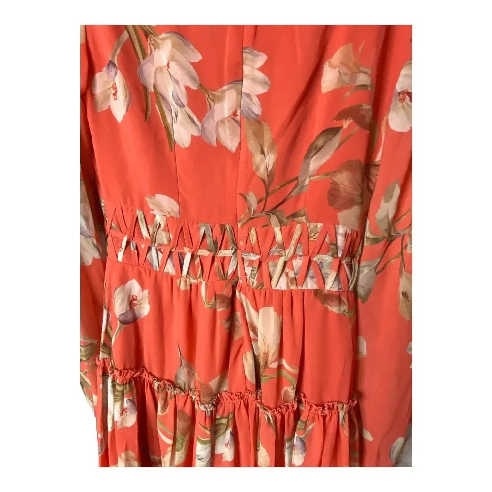 Sachin & Babi Women's Size 2 Keira Tiered Long Sleeve Dress Pink Floral NWOT - Image 7