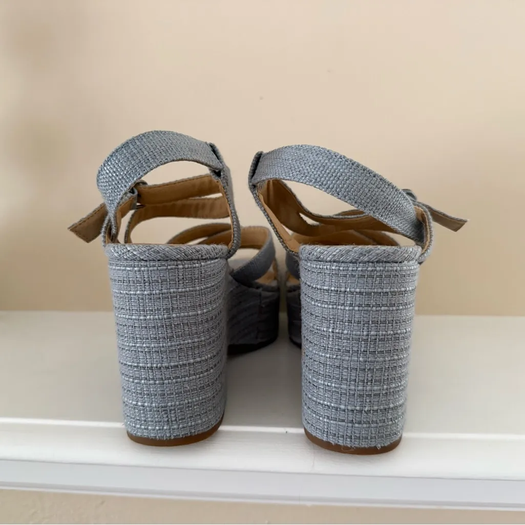 Lucky Brand Carlisha Raffia Sculpted Platform Wedge Ankle Strap Sandal - Image 3