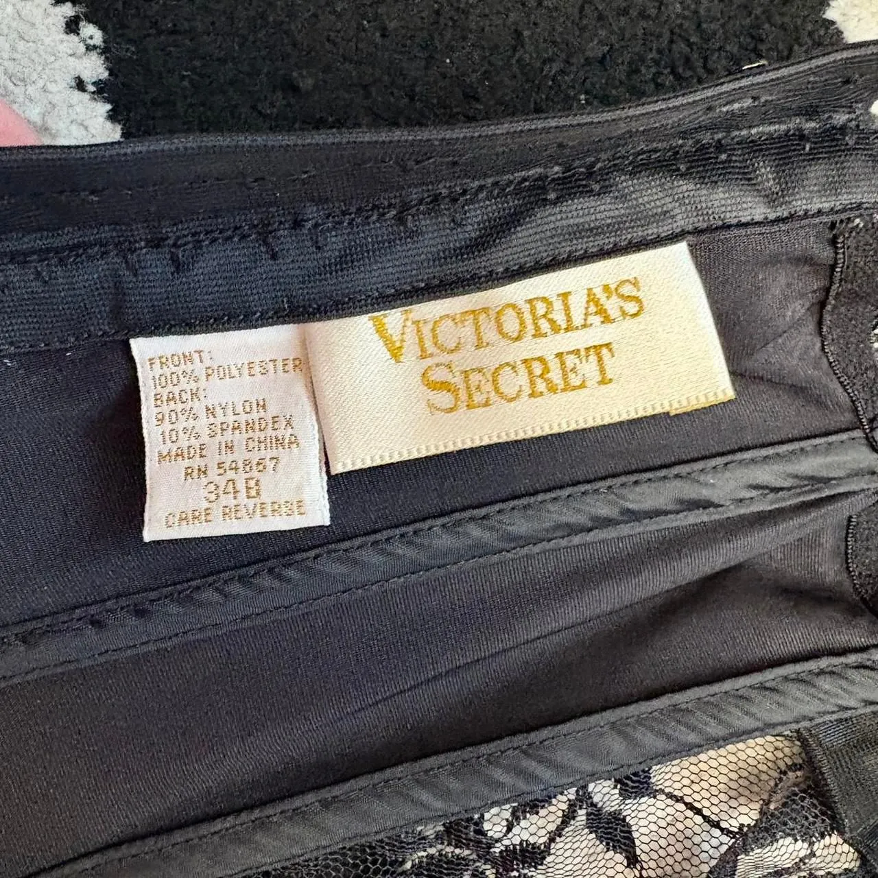 Vintage VS Gold Label Black Lace Bustier 34B - Image 7