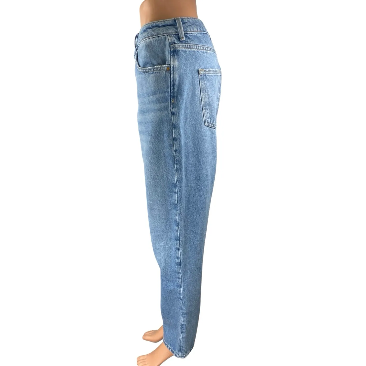 Zara Women's Blue Light Wash High Waisted Tapered Leg Mom Denim Jeans Size 8 - Image 2