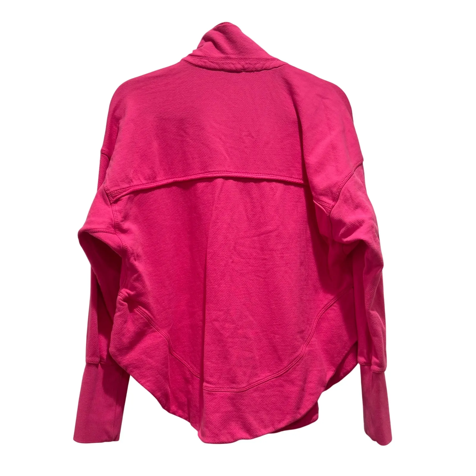 Pilcro Hot Pink Pullover collared Henley Sweatshirt oversized‎ Long Sleeve Sz s - Image 6