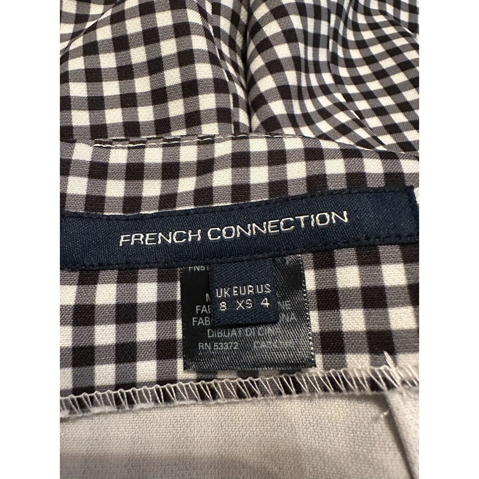 French Connection Black White Gingham Mini Dress Size 4 - Image 6