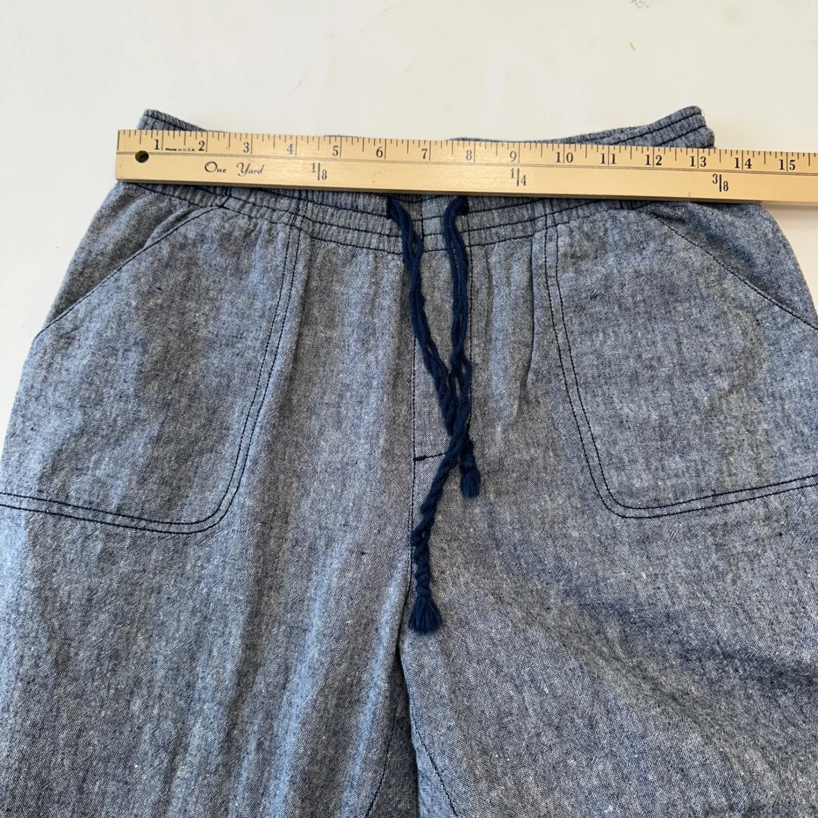 Coppagallo Linen Blend Outfit Set Embellished‎ Details Capris Medium Blouse Gray - Image 14