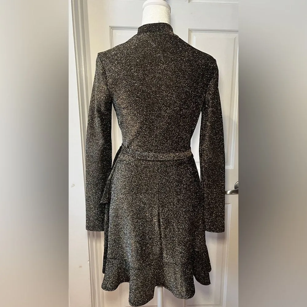 Speechless Juniors' Metallic Ruffled A-Line Dress Size XS   
Brown Silver Gold - Image 3
