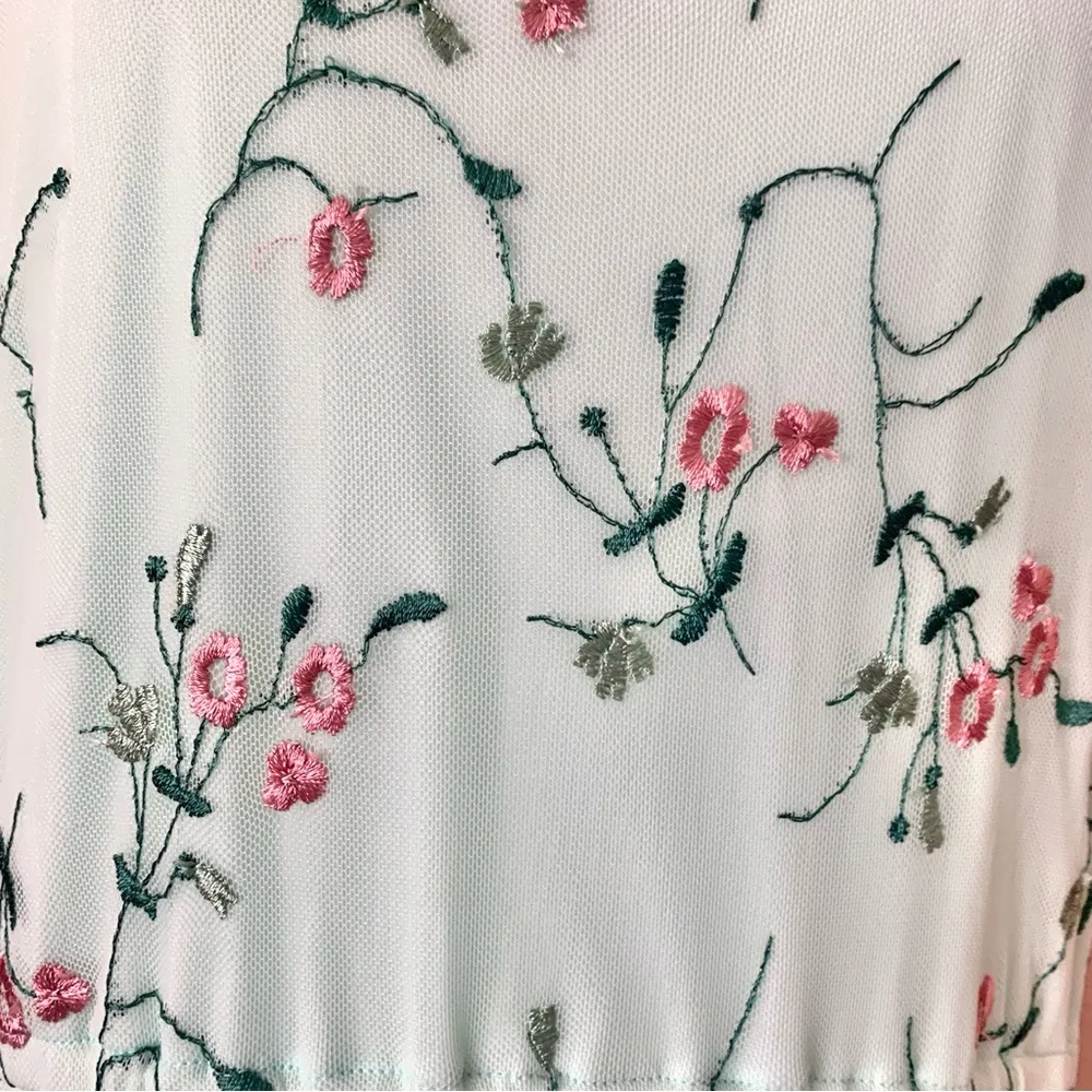 SweetSalt Mint Green & Pink Embroidered Floral Tulle/Mesh Dress. Size L - Image 7
