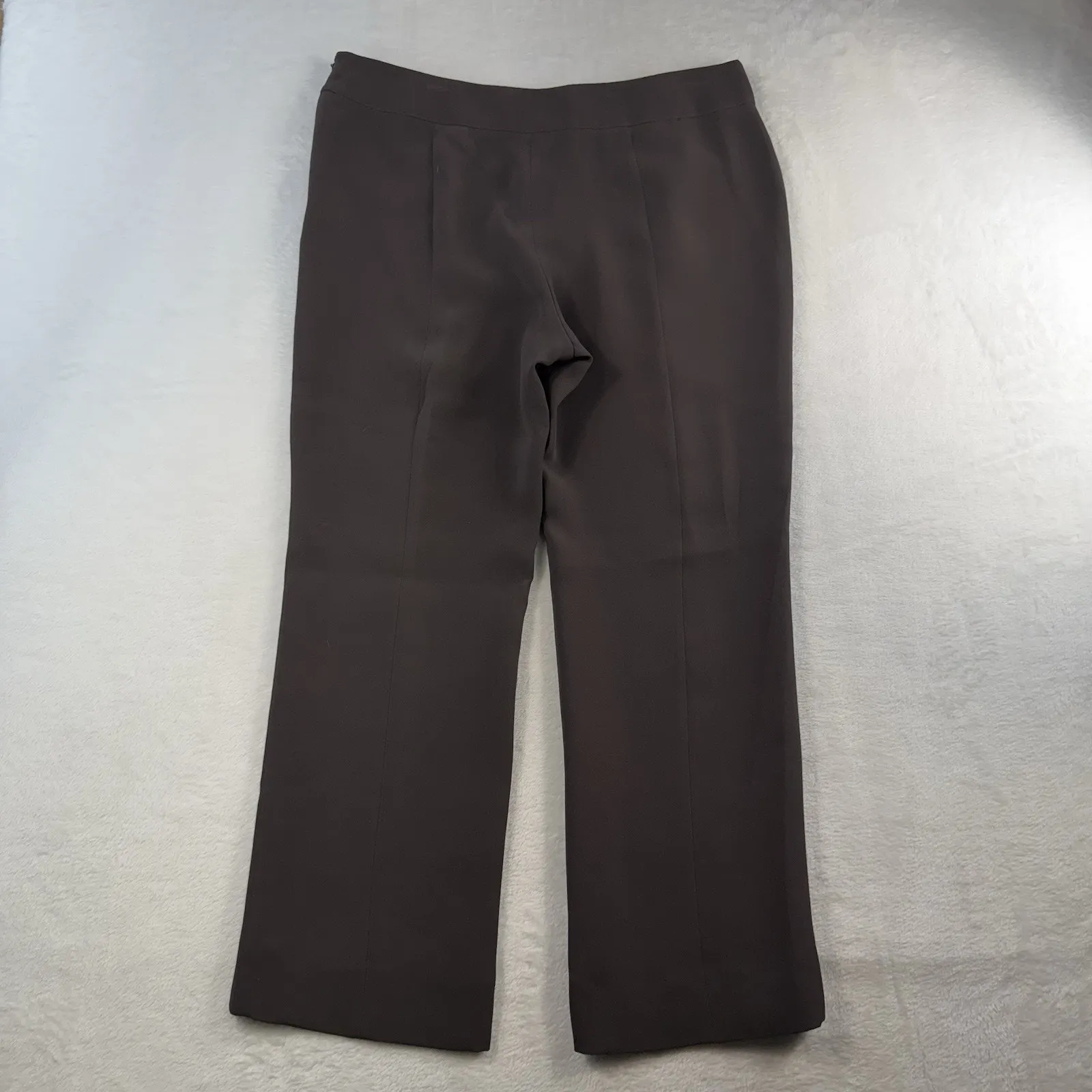 Giorgio Armani Sz 10 Silk Wide Leg Pants Brown Italian Satin Side Zip Designer - Image 15