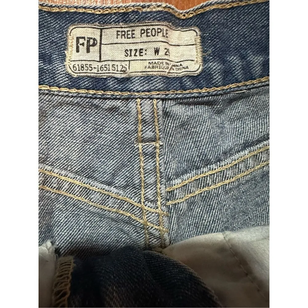 Free People Lacey Cut Off Denim Jean Shorts Distressed Light Blue Faded - Image 10