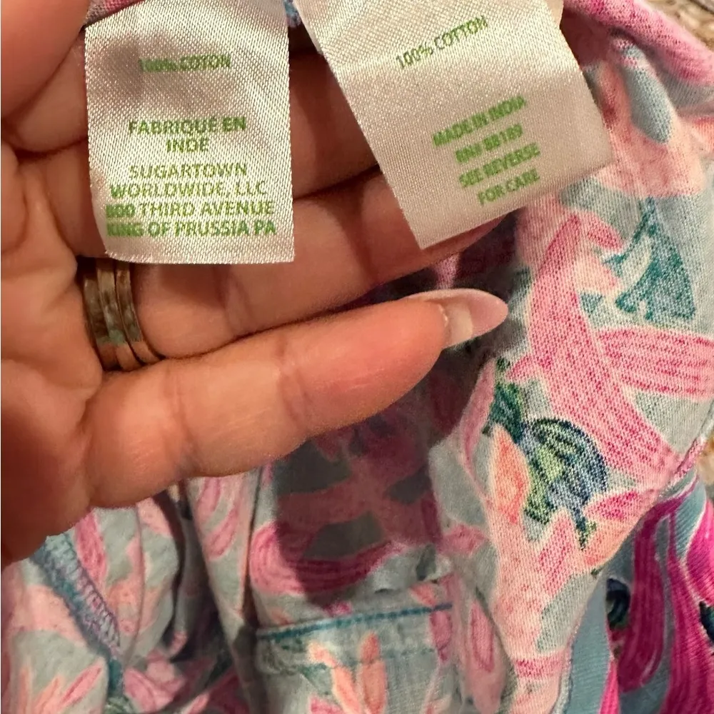 LILLY PULITZER TESSA PINK SEAWEED SAMBA VNECK 3/4 SLEEVE PIMA KNIT SHIRT DRESS M - Image 10