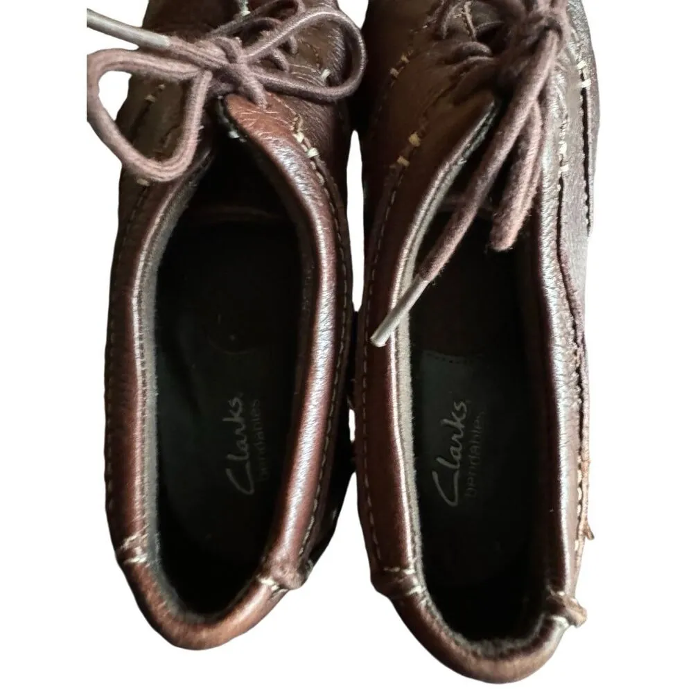 Clarks Bendables 80647 Beals Redwood Tumbled Brown Leather Oxfords Women's Sz 6 - Image 4