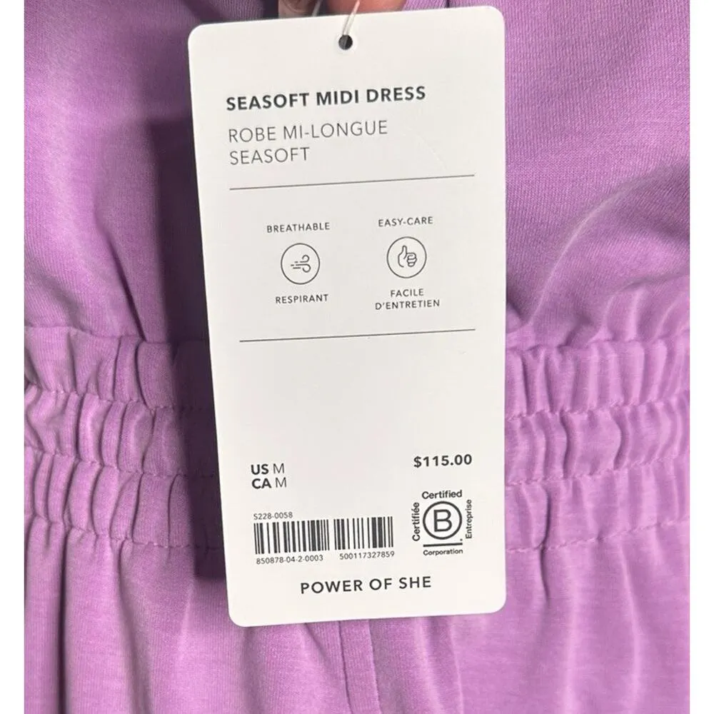 ATHLETA Seasoft Tencel Midi Dress Size M in Purple Orchid Sleeveless Pockets NEW - Image 12