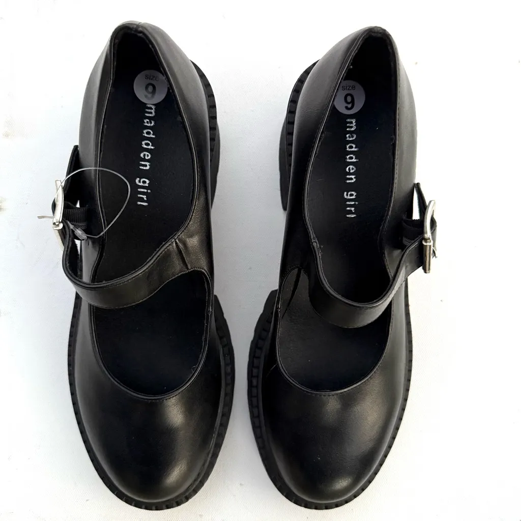 Madden Girl Womens Shoes Thompkins Black Platform Mary Jane Chunky Heel Size 9 - Image 2