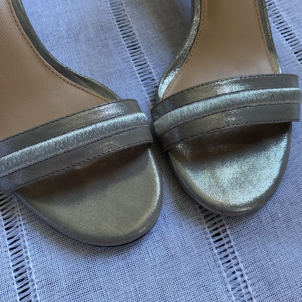 Antonio Melani silver leather heels with ankle strap. - Image 2