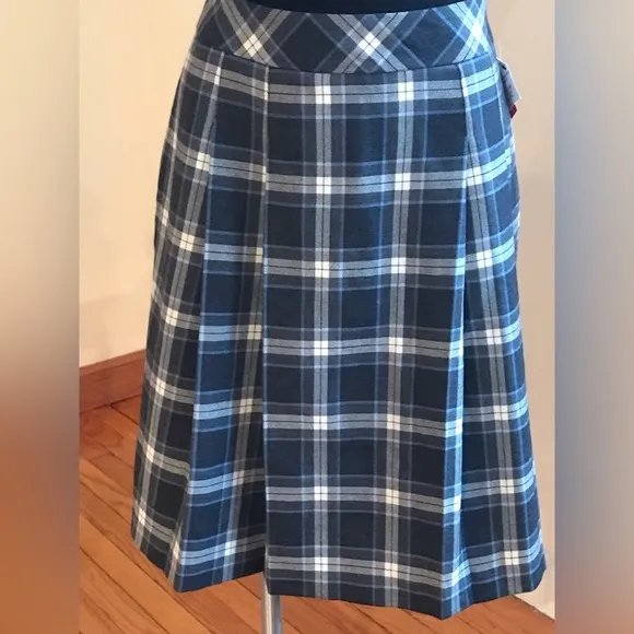 346  Checkered Plaid White,Gray & Blue Midi Skirt Size 6 - Image 71