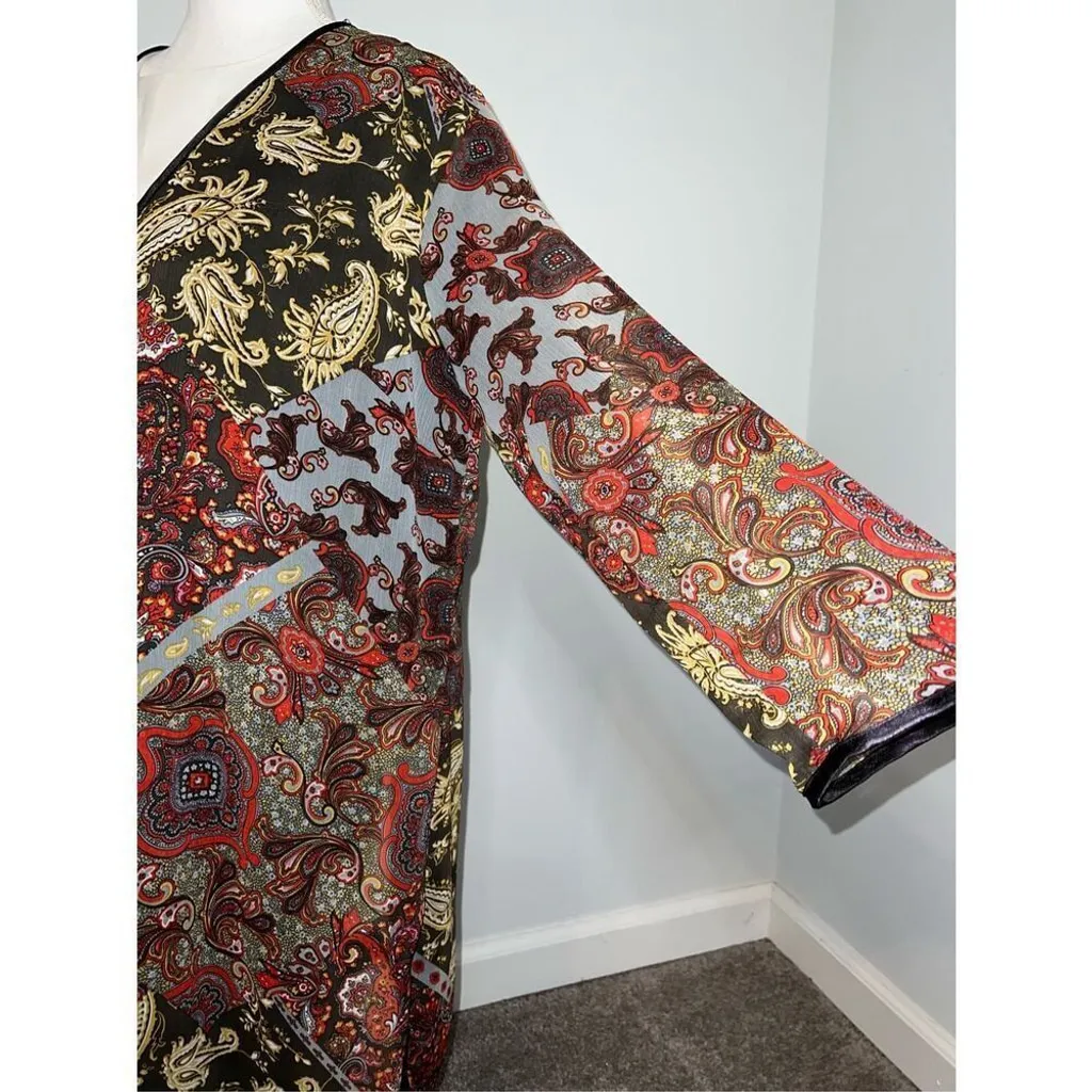 AMERICAN GLAMOUR BADGLEY MISCHKA Women’s Paisley Cardigan LARGE - Image 4