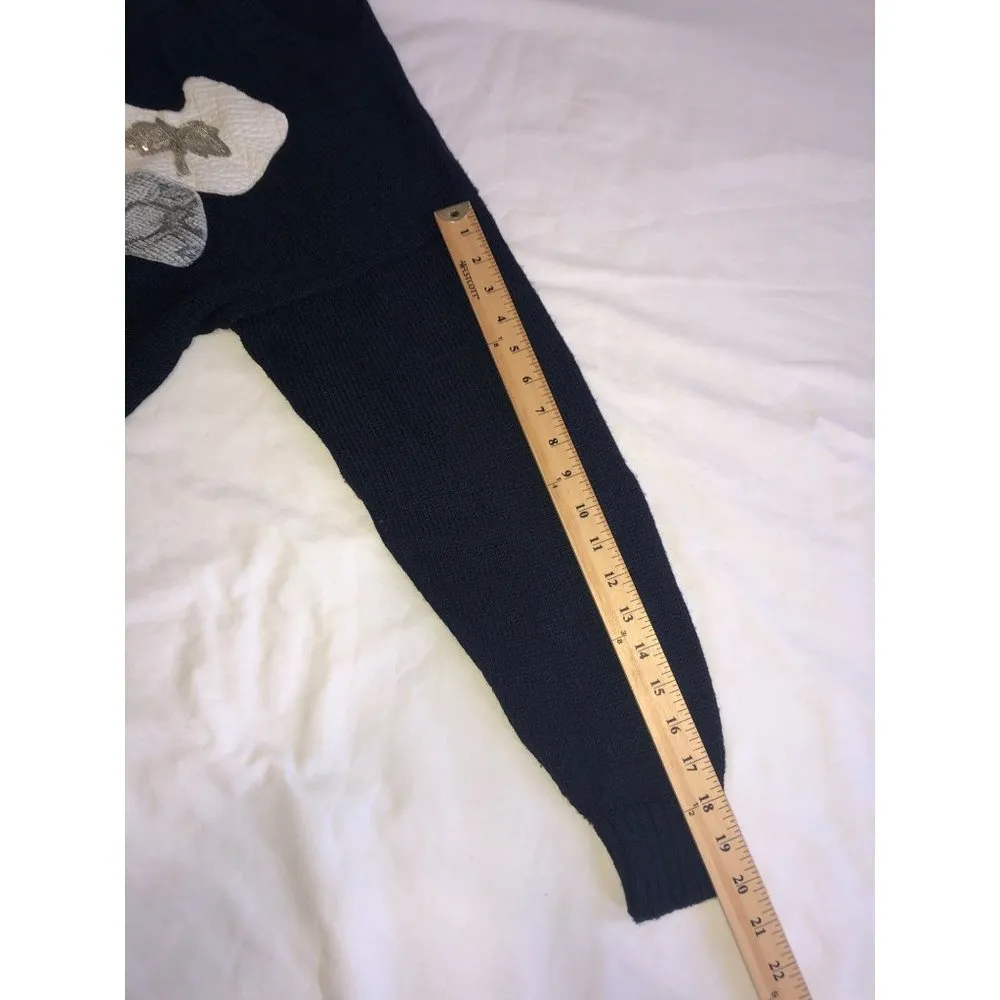 Duet Womens Size M Sweater Vintage Leather Snake Long Sleeve 80s Black Hong Kong Size M - Image 5