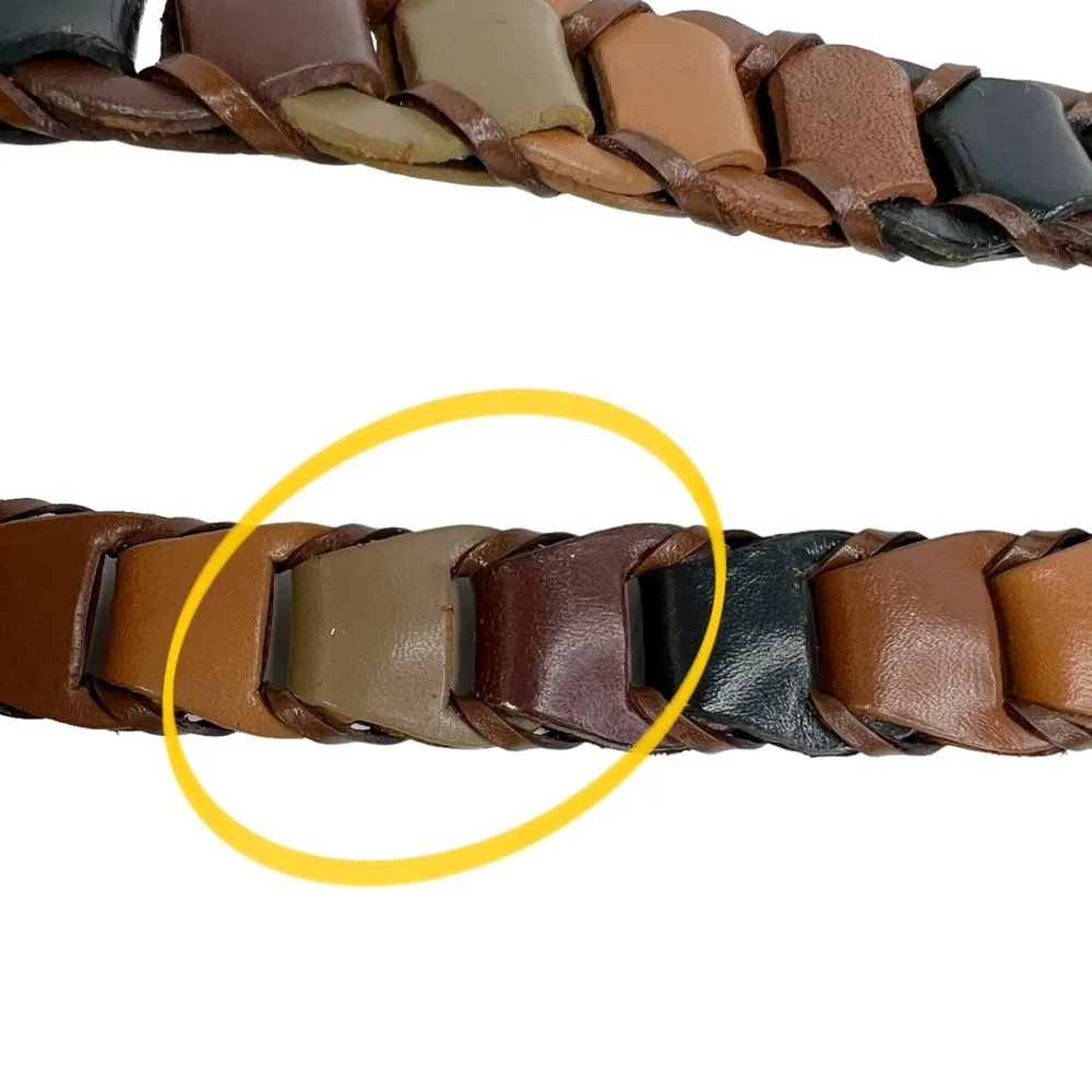 Genuine Leather Neutral Colors Interlocking Gold Buckle Belt - Image 10