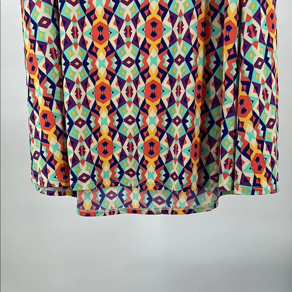 LuLaRoe Orange Black Maxi stretch Skirt Resort geometric colorful vacation 3XL - Image 6