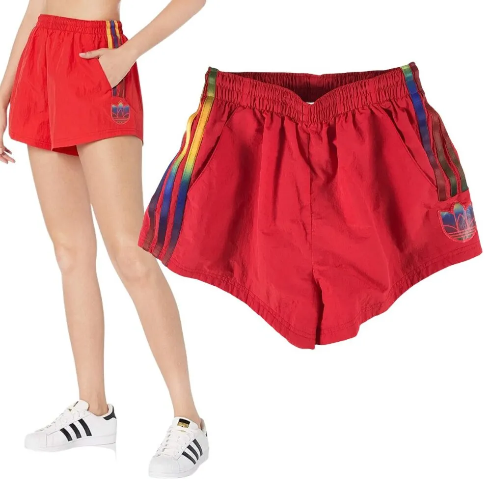 adidas Originals Adicolor 3D Trefoil Red Track Shorts XS - Image 2