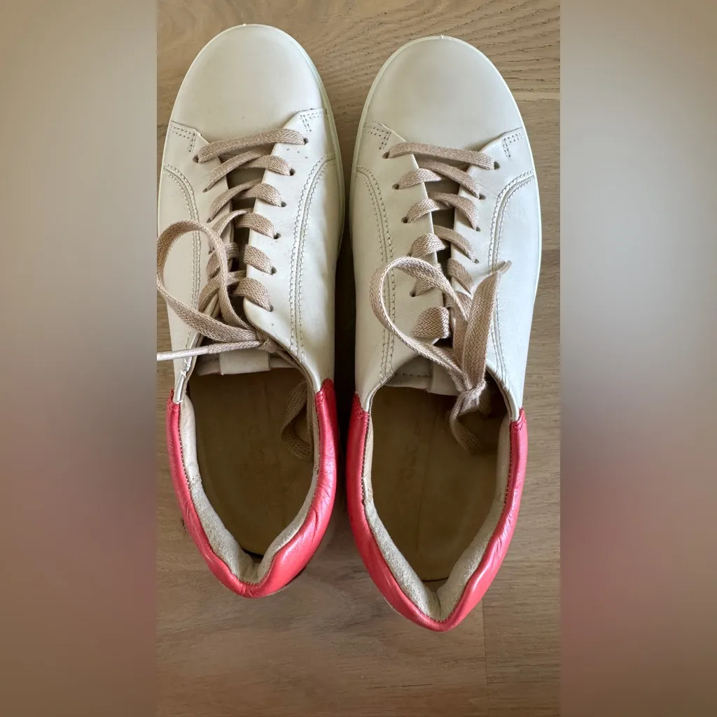 Ecco Womens Soft 7 Street leather Sneaker Vanilla Coral Size 39 Tan - Image 4