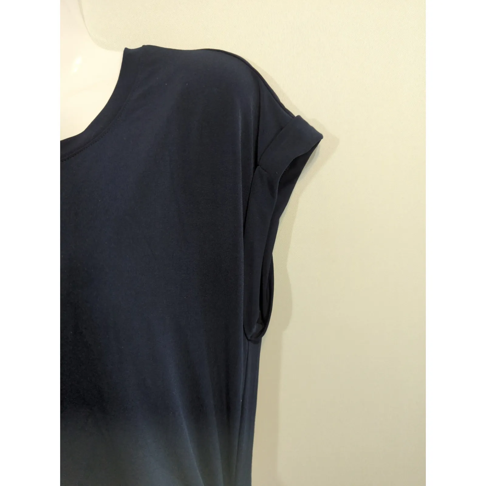 Banana Republic Factory Navy Ruched Tee Shirt  Cap Sleeve Casual Dress Women's L - Image 4